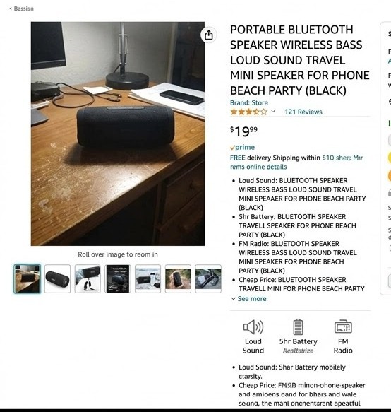Unoptimized listing: a dark phone photo, thin title and basic bullets